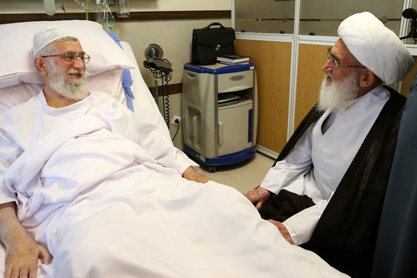 آية الله نوري همداني وآية الله علوي گرگاني وعدد من المسؤولين يعودون الإمام الخامنئي 