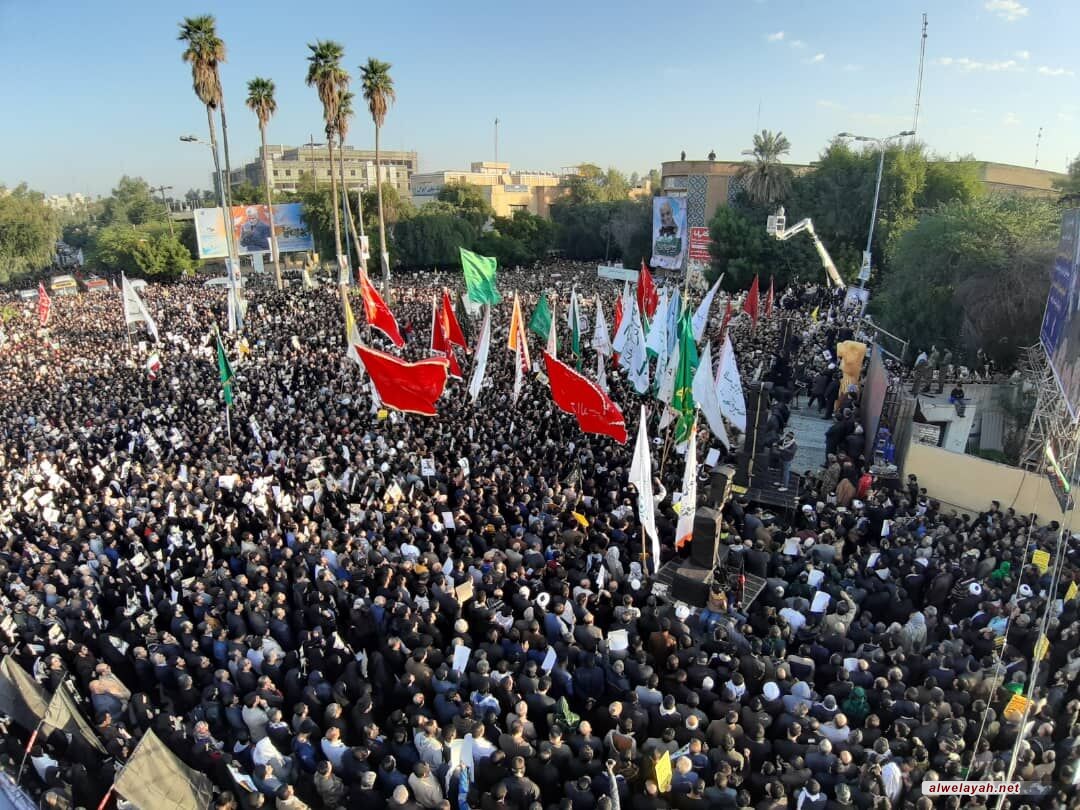 في تشييع جثمان الشهيد سليماني.. الأهواز تشهد اكبر تجمع في تاريخها والشوارع لم تعد تتسع للمزيد من المشاركين