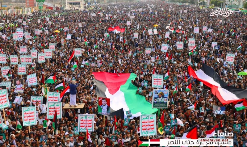 طوفان بشري مليوني بميدان السبعين صنعاء نصرةً لغزة في اليوم الـ70 من طوفان الاقصى