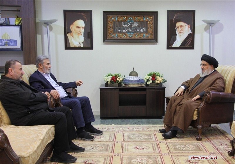 السيد نصر الله يلتقي زياد النخالة وصالح العاروري لبحث تطورات عملية "طوفان الأقصى"